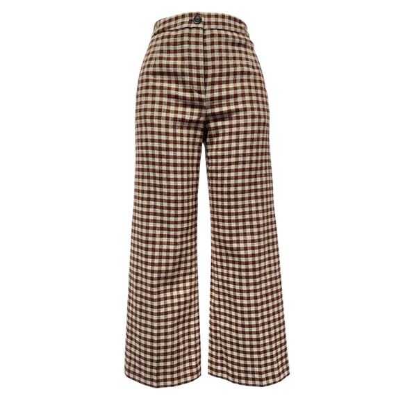 Sezane 'Martin' Brown Cotton Crop Trousers Size 38 - Picture 2 of 4
